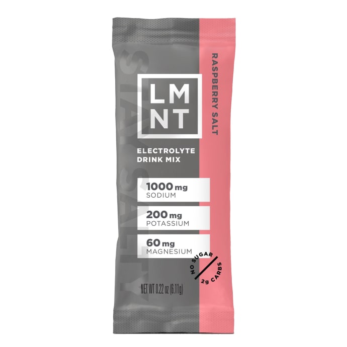 LMNT Electrolyte Replacement drink mix featuring chocolate salt flavor, zero sugar, paleo-keto friendly hydration supplement.