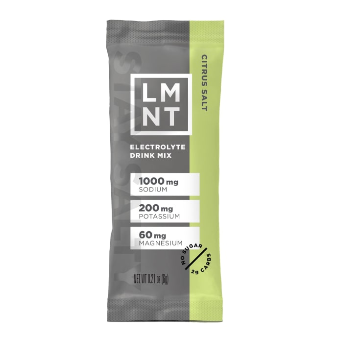 LMNT Electrolyte Replacement drink mix with chocolate salt, paleo-keto friendly, zero sugar, designed for hydration.