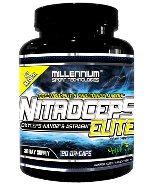 NitroCeps Elite 120 EC-Tabs by Millennium Sport Technologies, showing the tablet packaging with clear labeling and design.