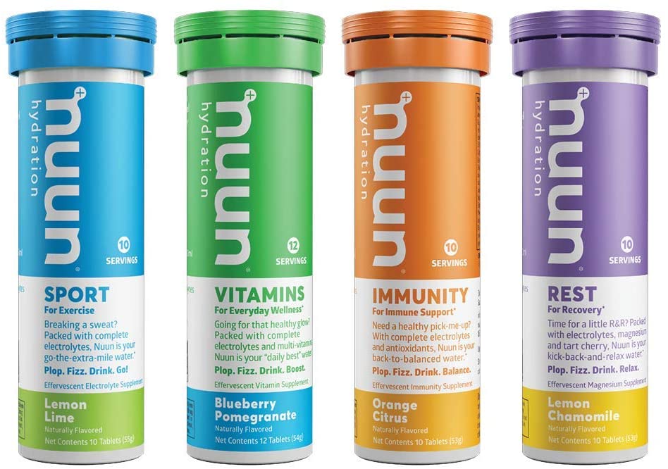 Nuun Hydration Complete Pack with mixed electrolyte replacement and hydration tablets for sport, immunity, and rest, 42 count.