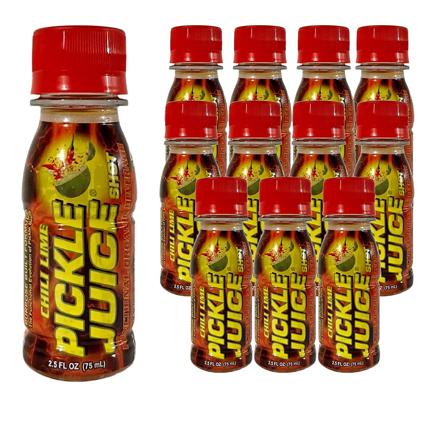 Optygen HP Pickle Juice Sports Drink shot with chili lime flavor, USDA Organic electrolyte replacement, muscle cramp relief, pack of 12.