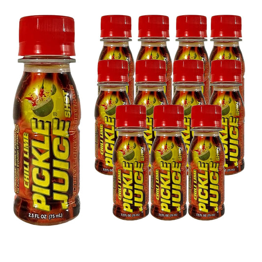 Optygen HP Pickle Juice Sports Drink shot with chili lime flavor, USDA Organic electrolyte replacement, muscle cramp relief, pack of 12.