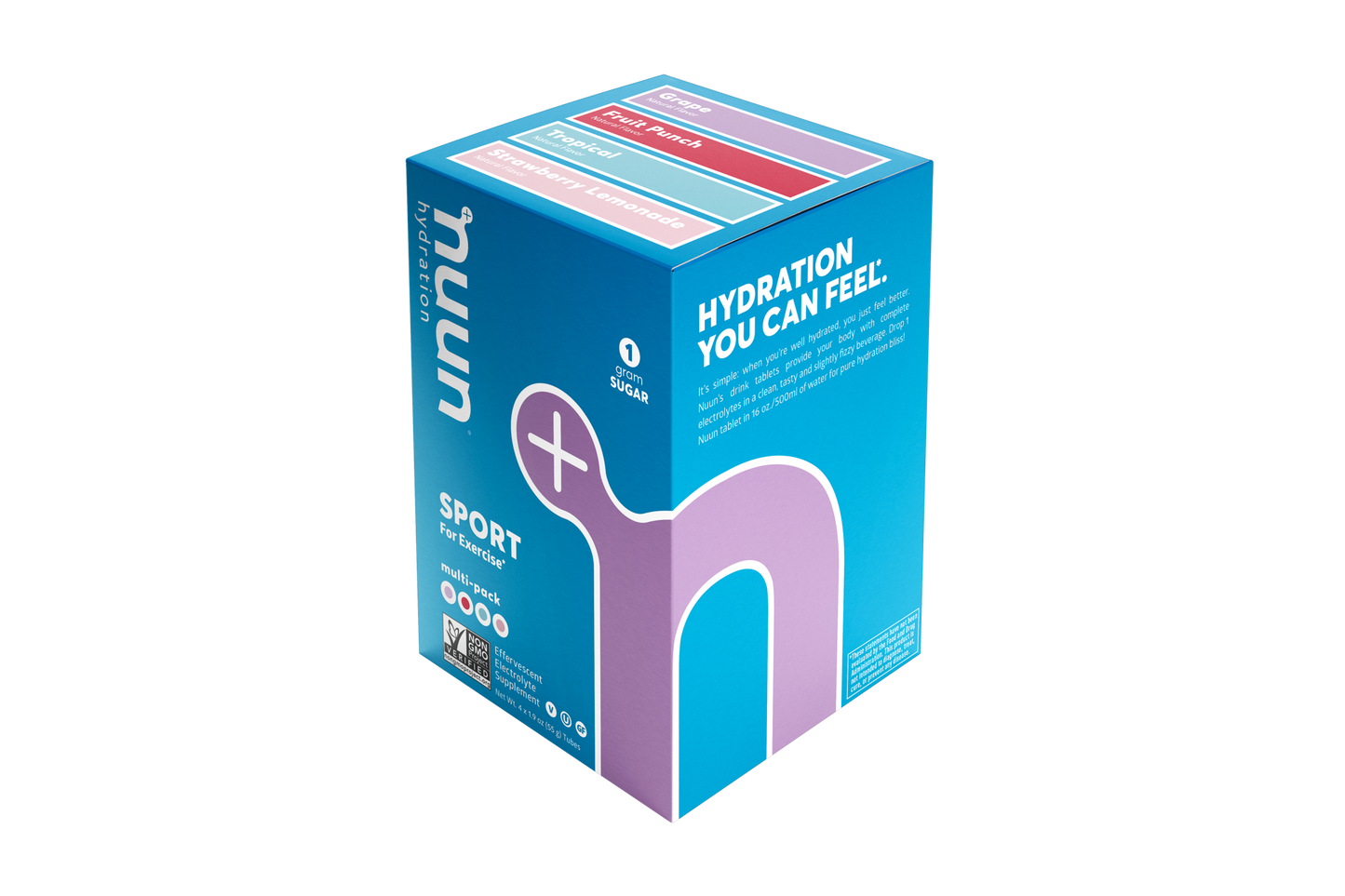 Nuun 3.0 Sport electrolyte tablets in a box, showcasing effervescent hydration supplements for immunity and rest.