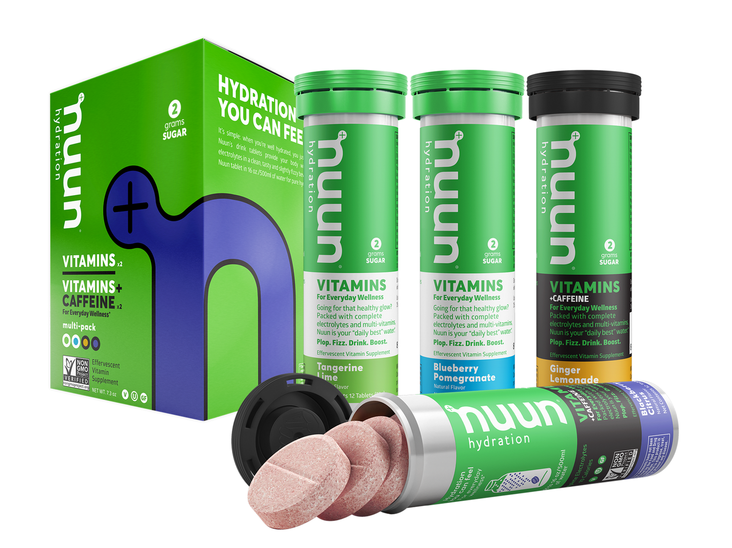 Optygen HP NUUN 3.0 Sport electrolyte and immunity effervescent tablets in a box of 4 or 8 tubes, hydration supplement.