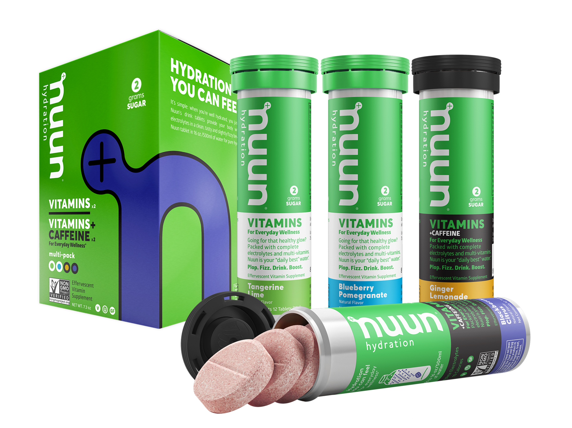 Optygen HP NUUN 3.0 Sport electrolyte and immunity effervescent tablets in a box of 4 or 8 tubes, hydration supplement.