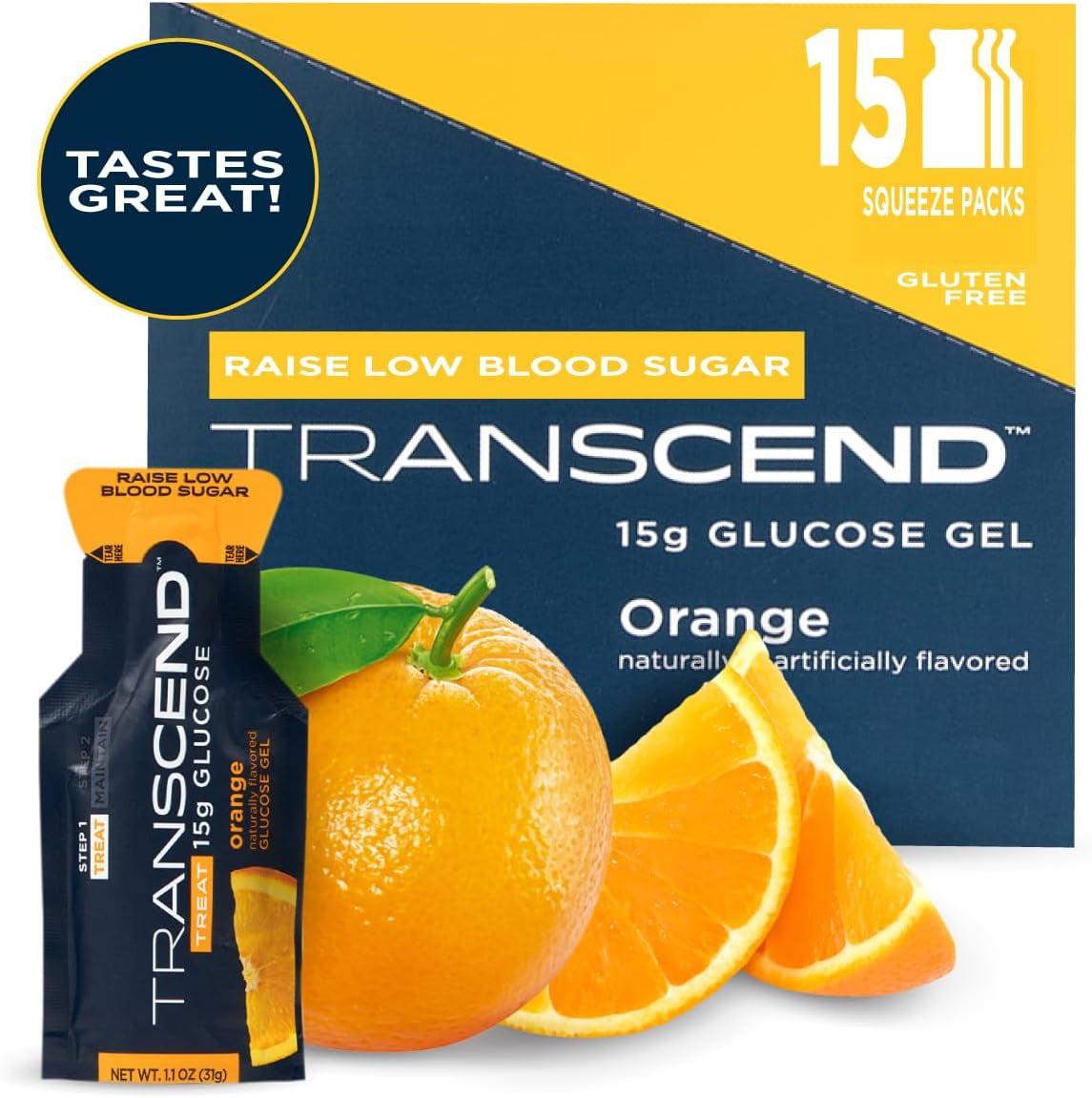 Proline Sports Nutrition orange glucose gel packs, 30 packs of 1.1 oz each, for blood sugar support and diabetic health.