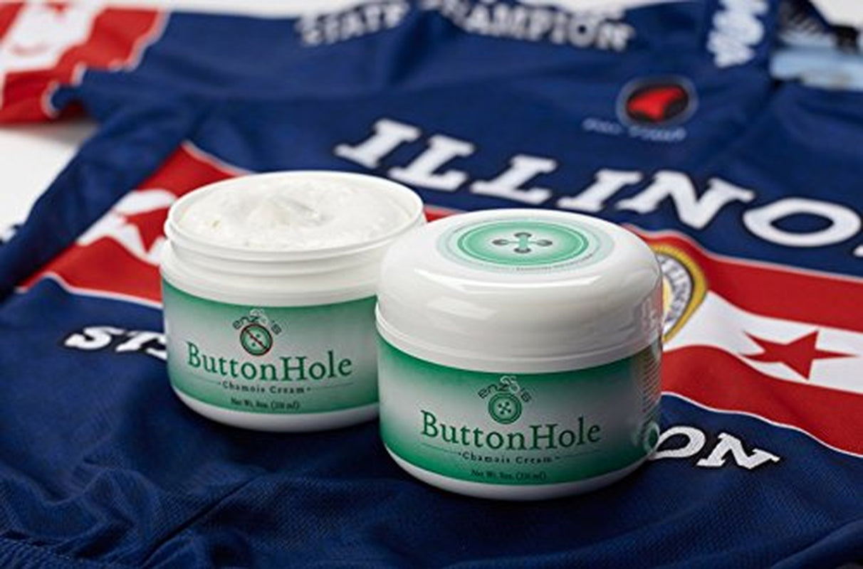 Enzo's Buttonhole Chamois Cream by PROLINE SPORTS NUTRITION, 8oz bottle, used for skin chafing prevention during cycling or sports.