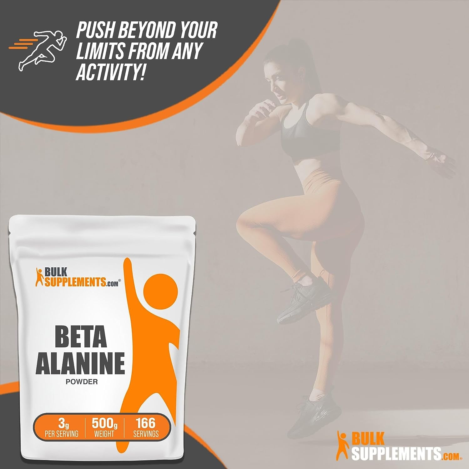 Beta Alanine Powder - Beta Alanine Pre Workout, Beta Alanine 3000Mg - Beta Alanine 500G, Beta Alanine Bulk - Unflavored, Pure & Gluten Free, 3G per Serving, 500G (1.1 Lbs)