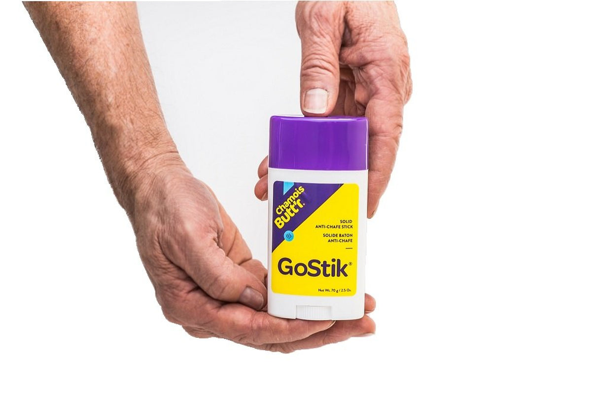 PROLINE SPORTS NUTRITION Gostik Anti-Chafing Solid in white, 2.5 oz container showing the solid stick product for skin protection.