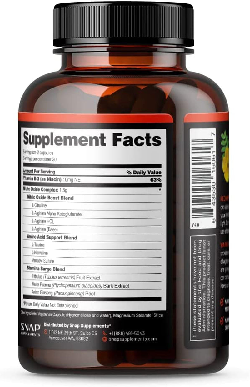 Proline Sports Nutrition Nitric Oxide Booster supplement bottle with 60 capsules, designed to enhance stamina and endurance.