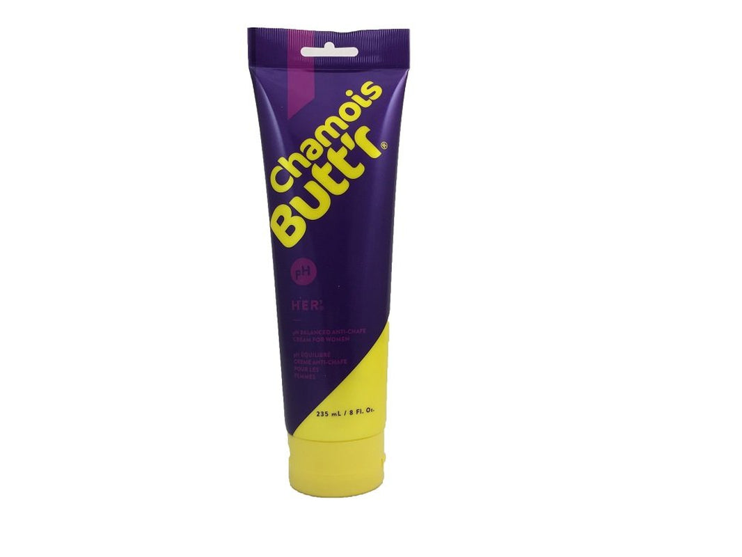 Her' Anti-Chafe Cream in an 8-ounce tube by PROLINE SPORTS NUTRITION, designed to prevent chafing during physical activity.