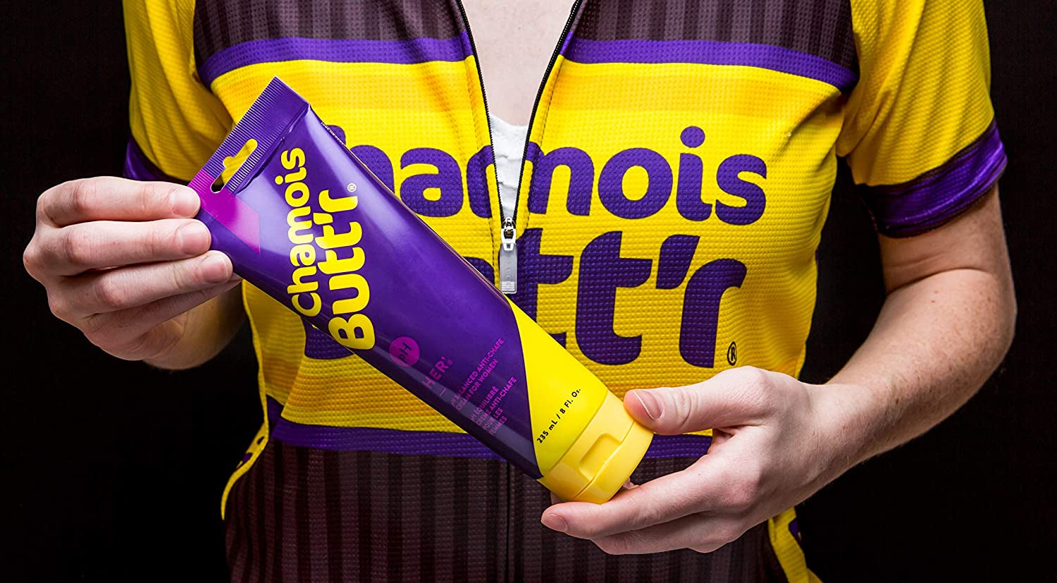 Her' Anti-Chafe Cream by PROLINE SPORTS NUTRITION in an 8-ounce tube, designed to prevent chafing and skin irritation.