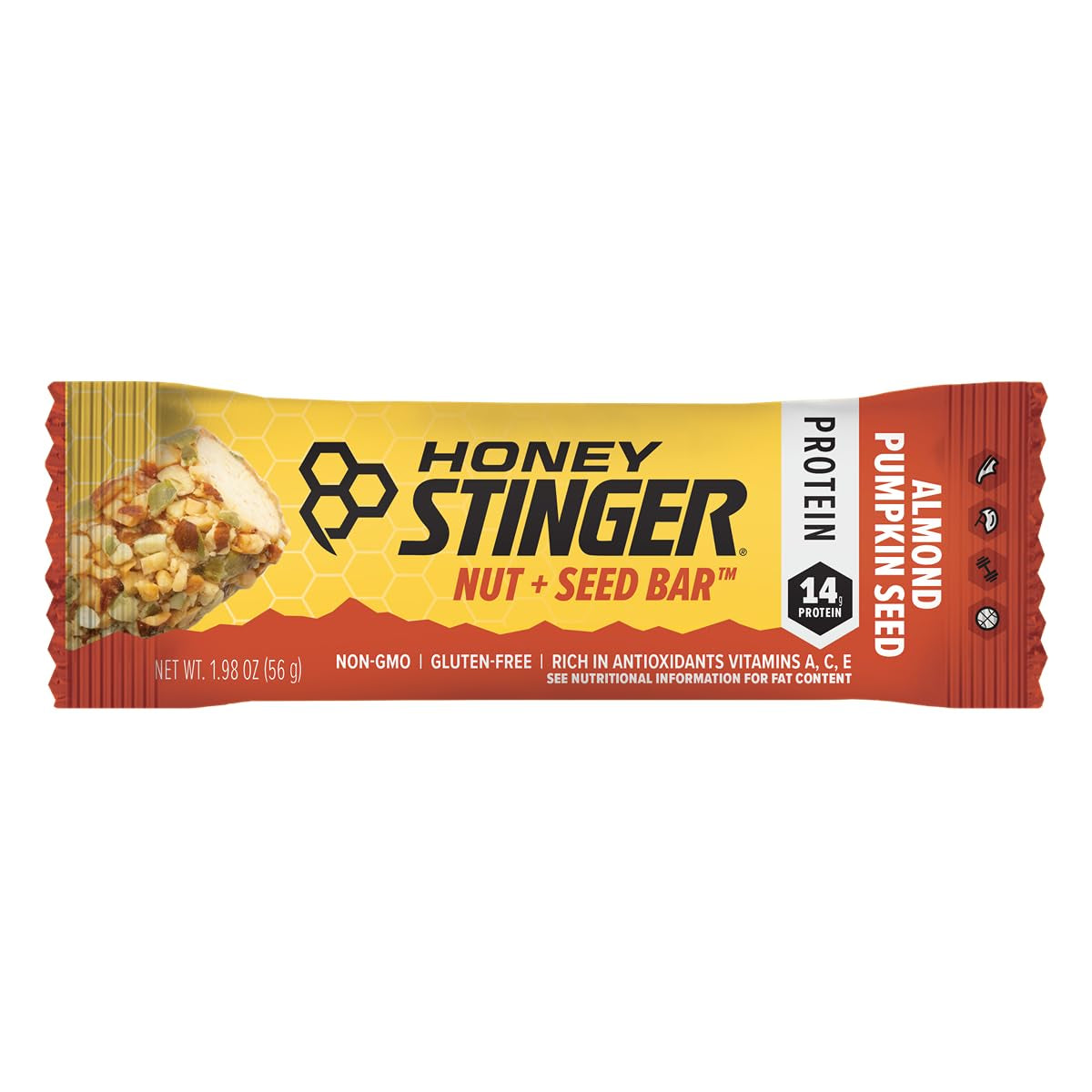 PROLINE SPORTS NUTRITION almond pumpkin seed nut and seed bar, protein-packed sports snack for exercise, endurance, and recovery.
