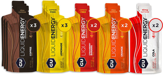 Assorted flavors of PROLINE SPORTS NUTRITION Liquid Energy Gel with complex carbs, vegan, gluten-free, dairy-free for workouts, 12-pack