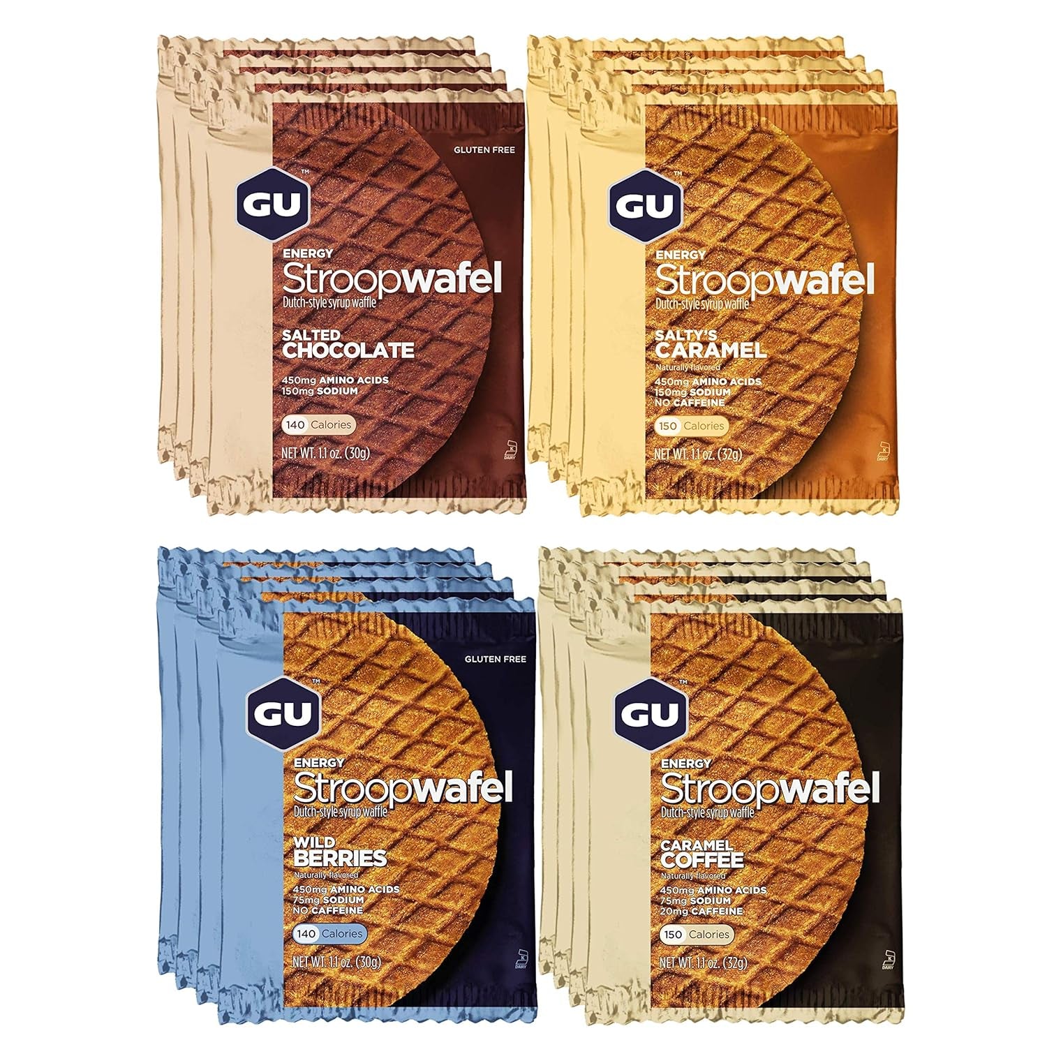 Assorted flavor PROLINE SPORTS NUTRITION Stroopwafel sports nutrition waffle pack of 16, Kosher on-the-go energy for workouts.