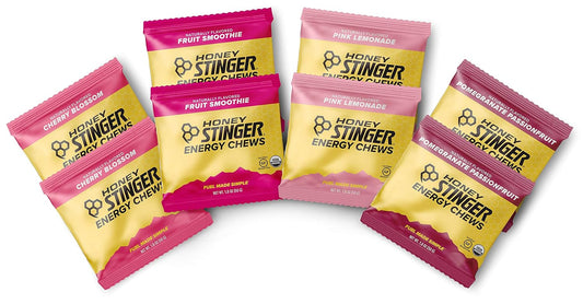 Organic energy chews variety pack from PROLINE SPORTS NUTRITION, 8 chewy gummies in flavors like Pink Lemonade and Cherry Blossom.
