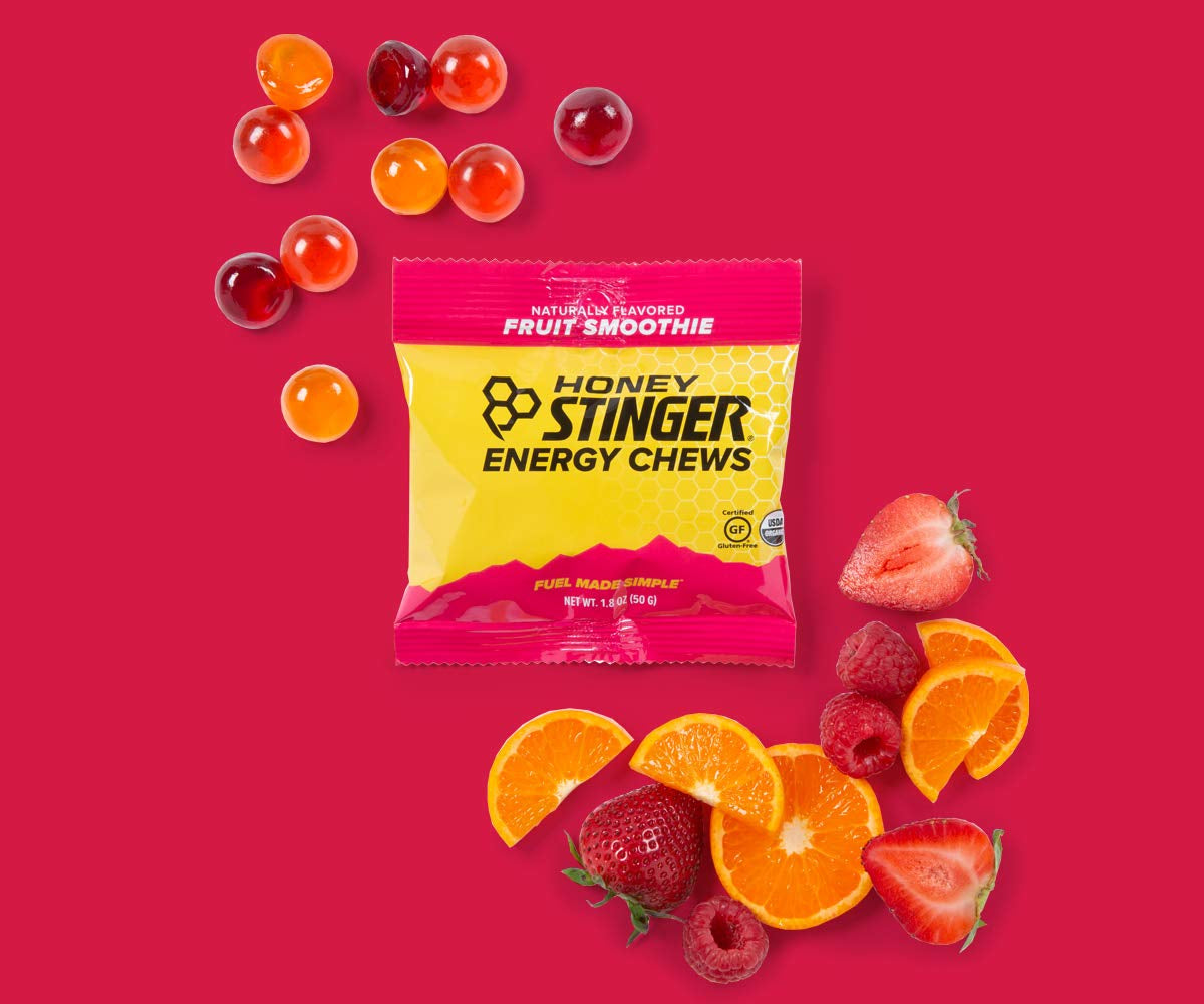 Organic Energy Chews – Variety Pack with Sticker – 8 Count – Chewy Gummy Energy Source for Any Activity - Pink Lemonade, Fruit Smoothie, Pomegranate Passionfruit & Cherry Blossom