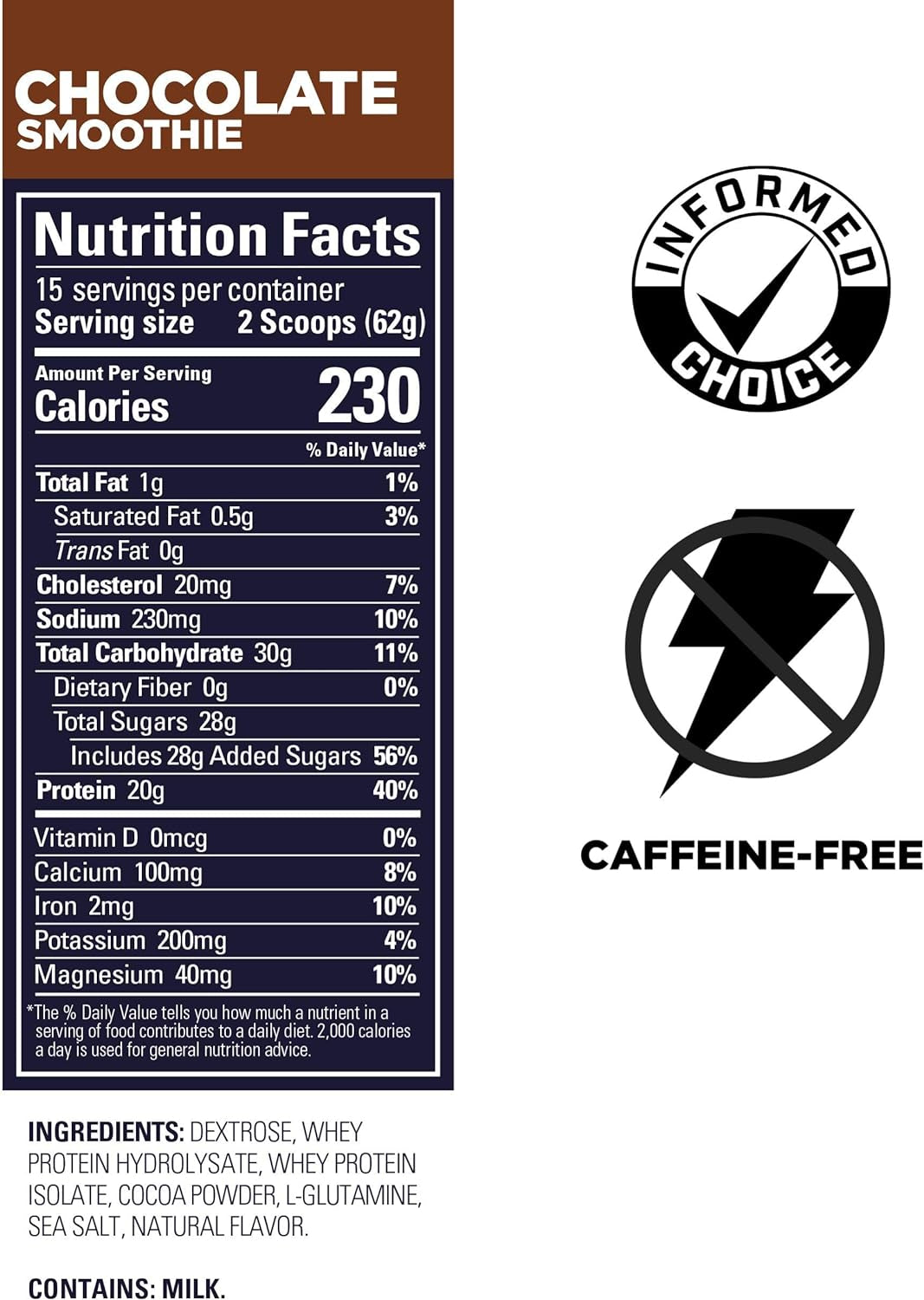 Roctane Ultra Endurance Protein Recovery Drink Mix, Guten-Free and Kosher Recovery Support after Any Workout, 15-Serving Pouch, Chocolate Smoothie