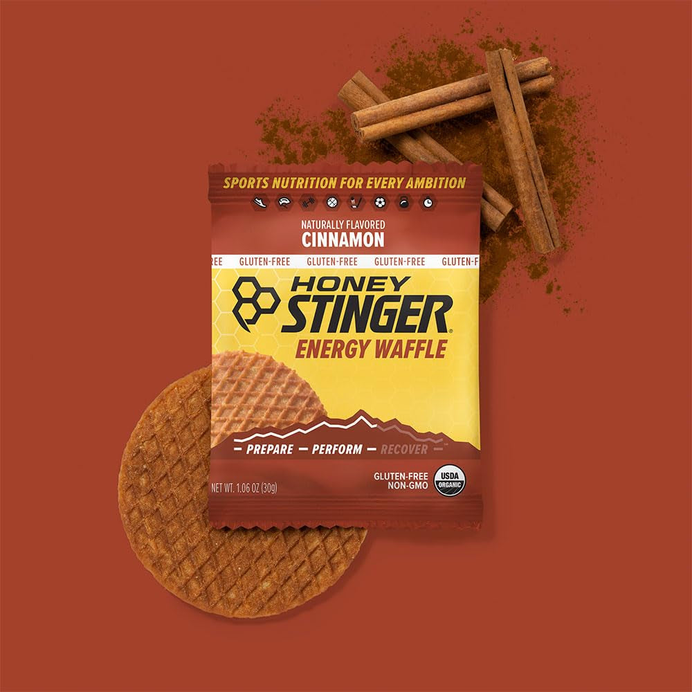 Gluten-free organic waffles variety pack by PROLINE SPORTS NUTRITION, featuring salted caramel, cinnamon, and cookies & cream flavors.