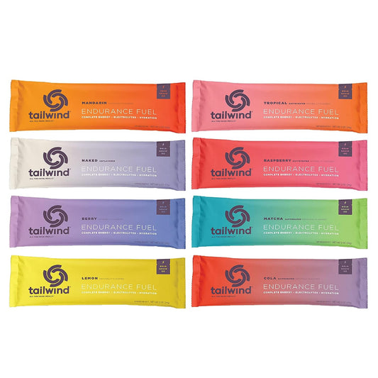 Assorted flavors of PROLINE SPORTS NUTRITION Grab-And-Go Endurance Fuel hydration drink mix in single-serve packets with electrolytes and carbs.