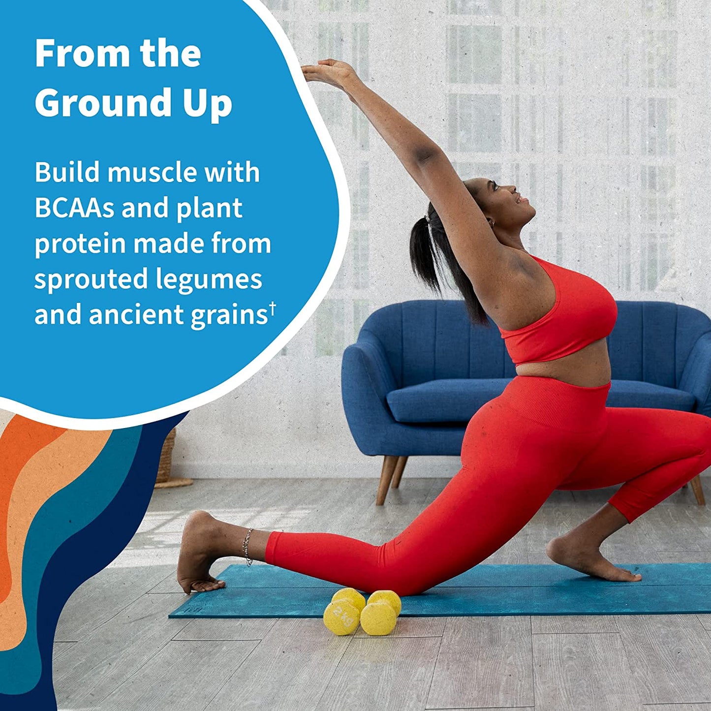 Organic vegan vanilla protein powder by PROLINE SPORTS NUTRITION, showing the 1.5 lb container with vanilla flavor label.