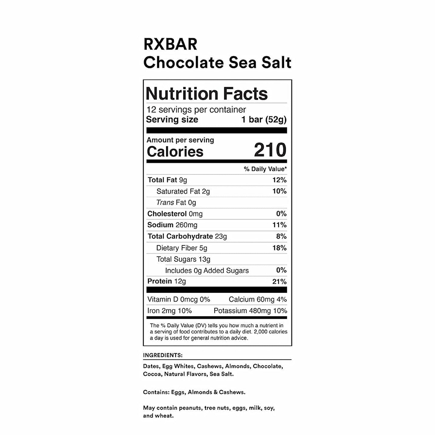Protein Bars, Protein Snack, Snack Bars, Chocolate Sea Salt, 22Oz Box (12 Bars)