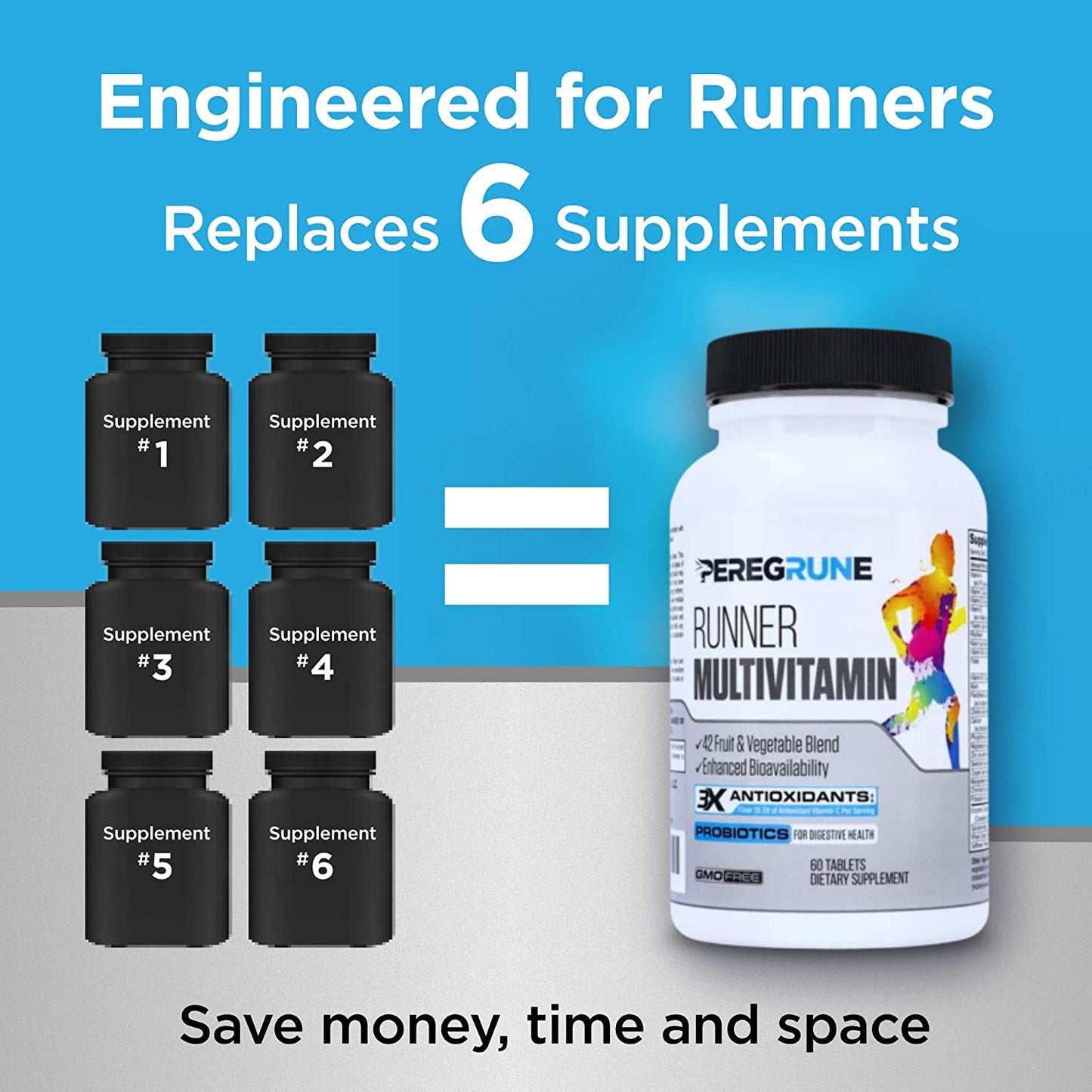Proline Sports Nutrition Runner Multivitamin with antioxidants, B complex, probiotics, and whole foods for endurance and running recovery.