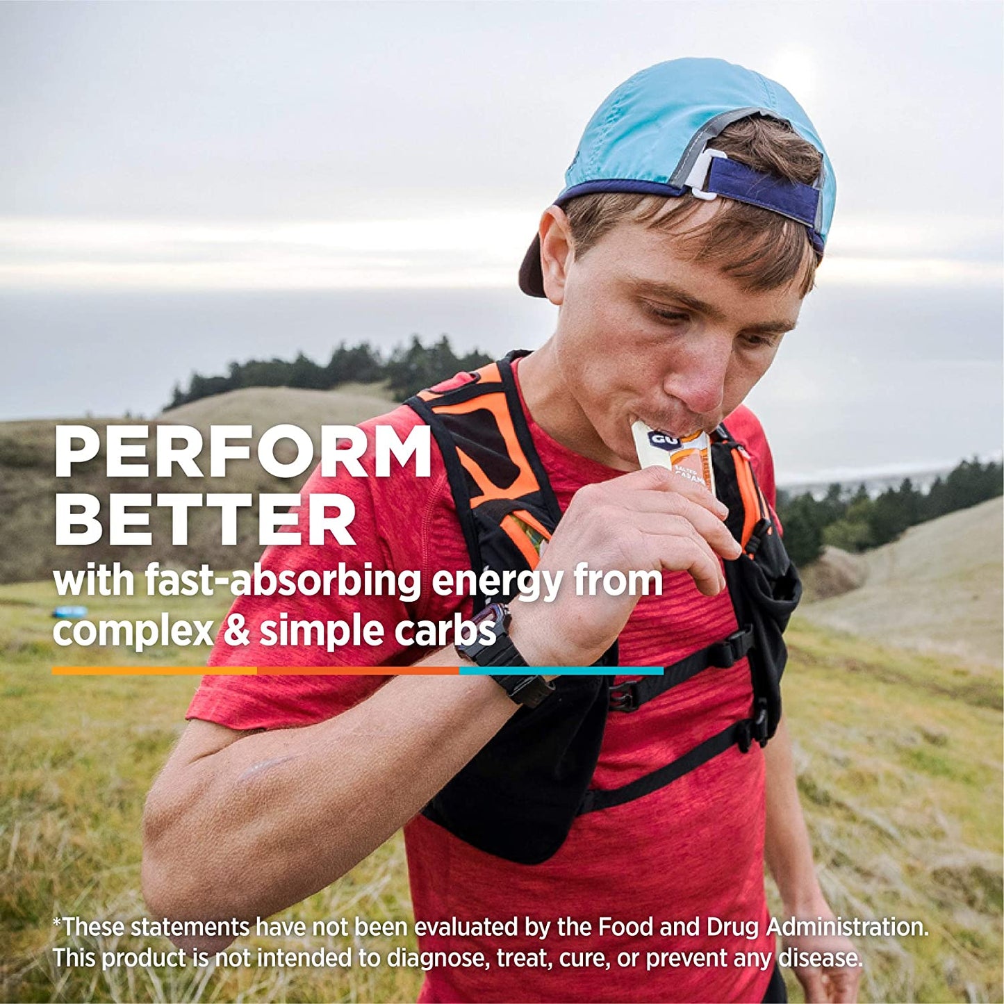 Assorted flavors of PROLINE SPORTS NUTRITION energy gels in a 24-count variety pack, vegan, gluten-free, kosher, and caffeine-free.