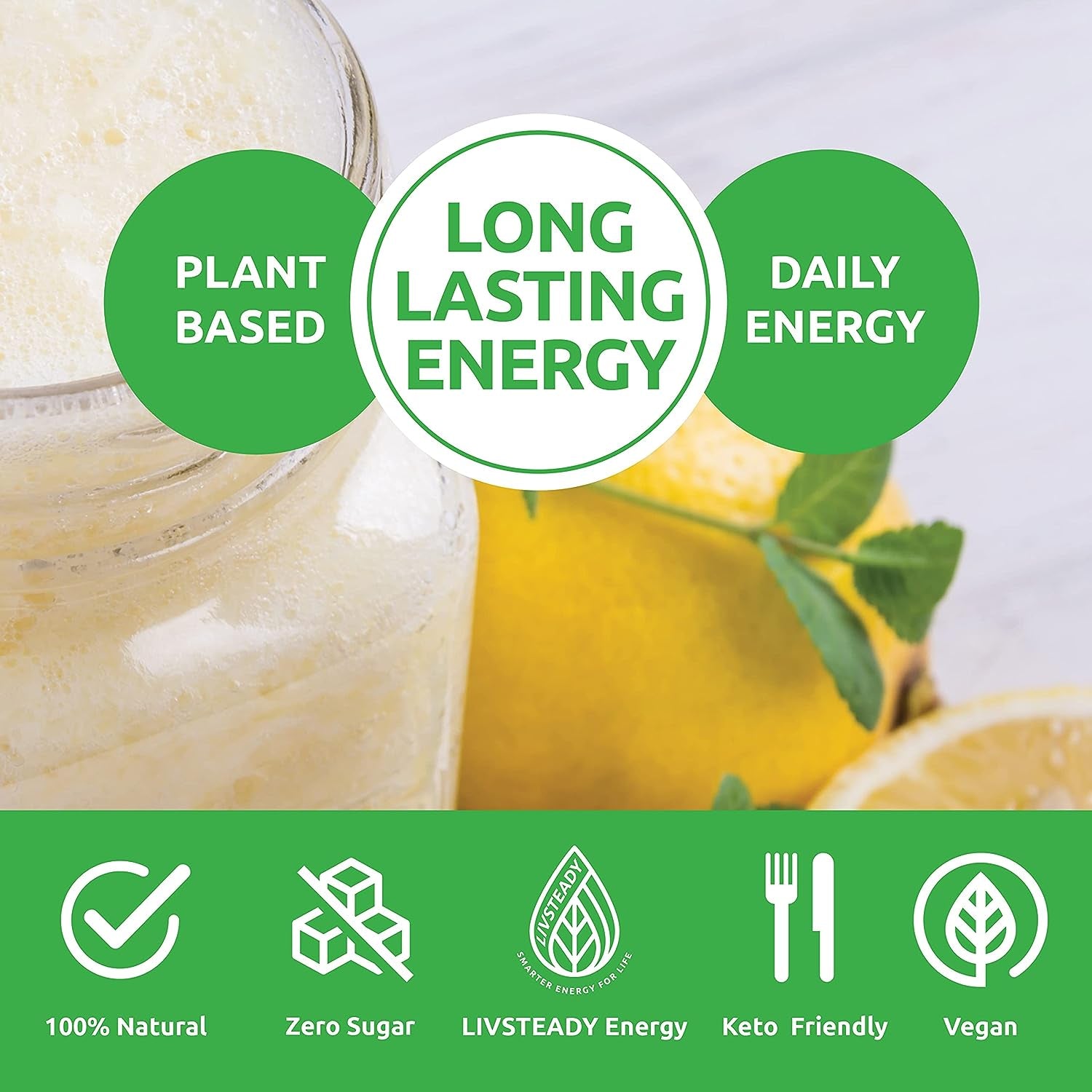 Proline Sports Nutrition Lemon Energy Powder for Keto, sugar-free, vegan, gluten-free pre/post workout for men and women.