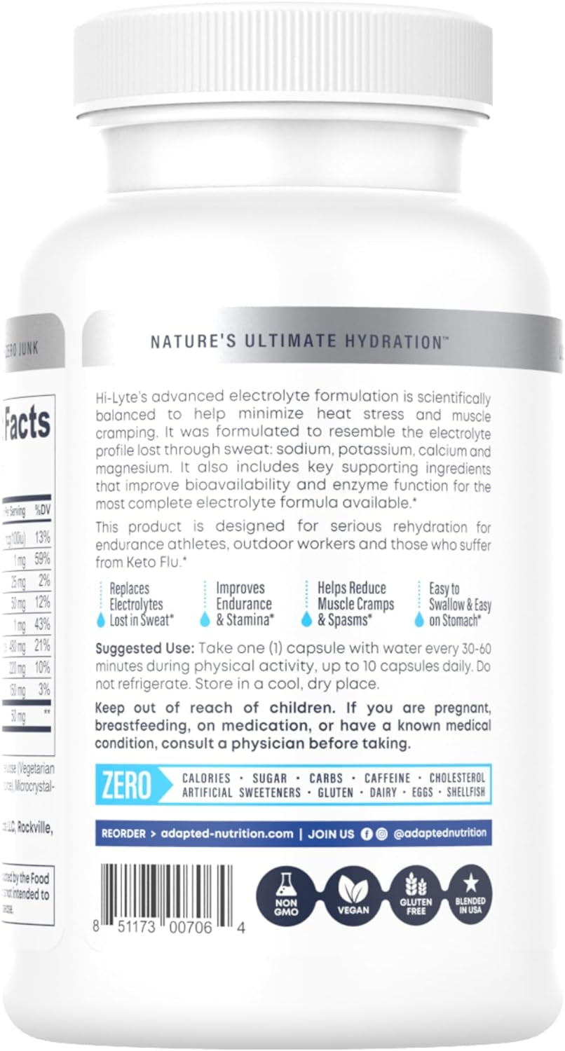 Proline Sports Nutrition electrolyte replacement capsules with magnesium, potassium, sodium, and zinc for rapid rehydration.