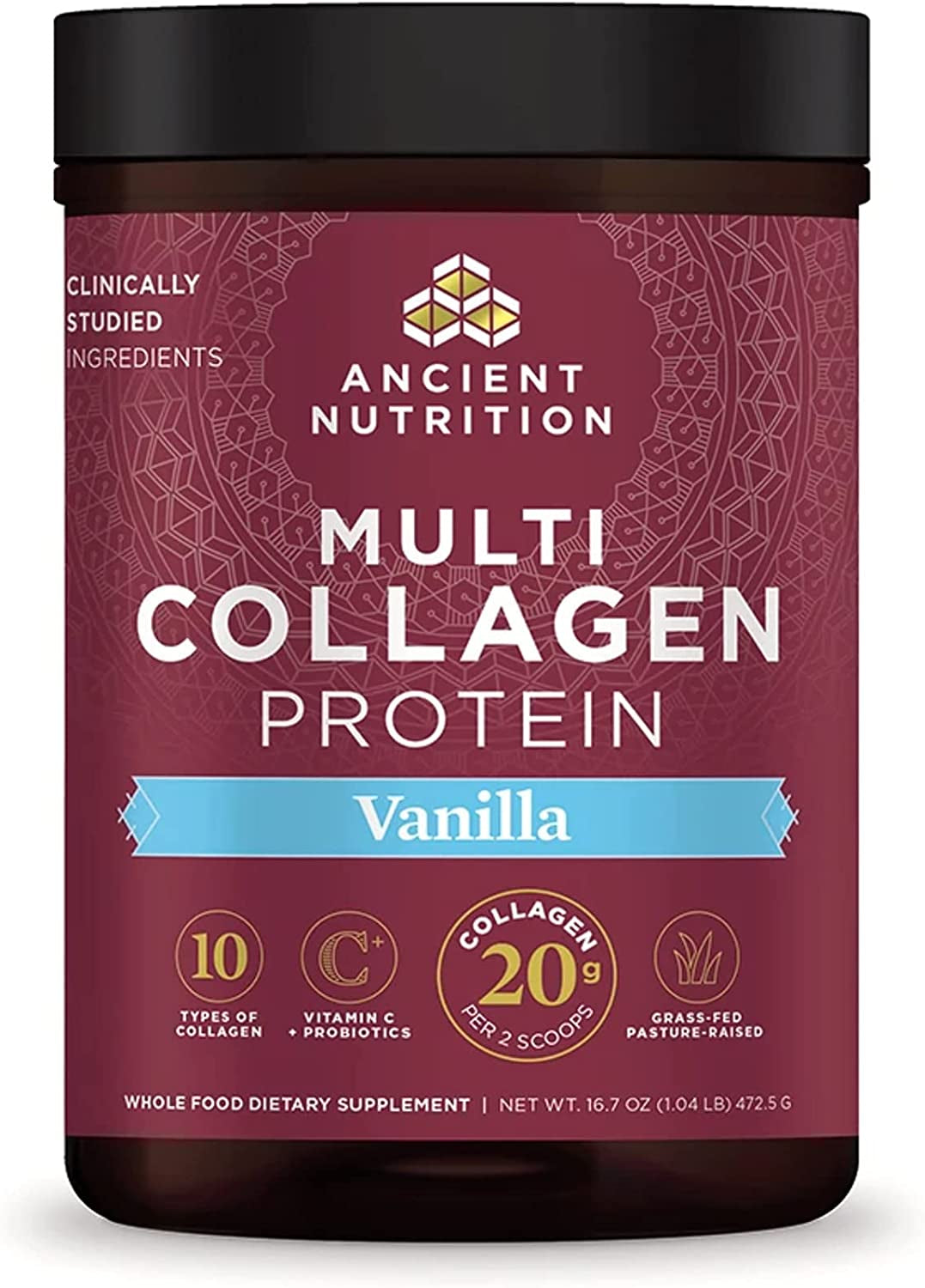 PROLINE SPORTS NUTRITION Collagen Powder Vanilla Protein with Vitamin C, hydrolyzed collagen peptides, supports skin, nails, and gut health.