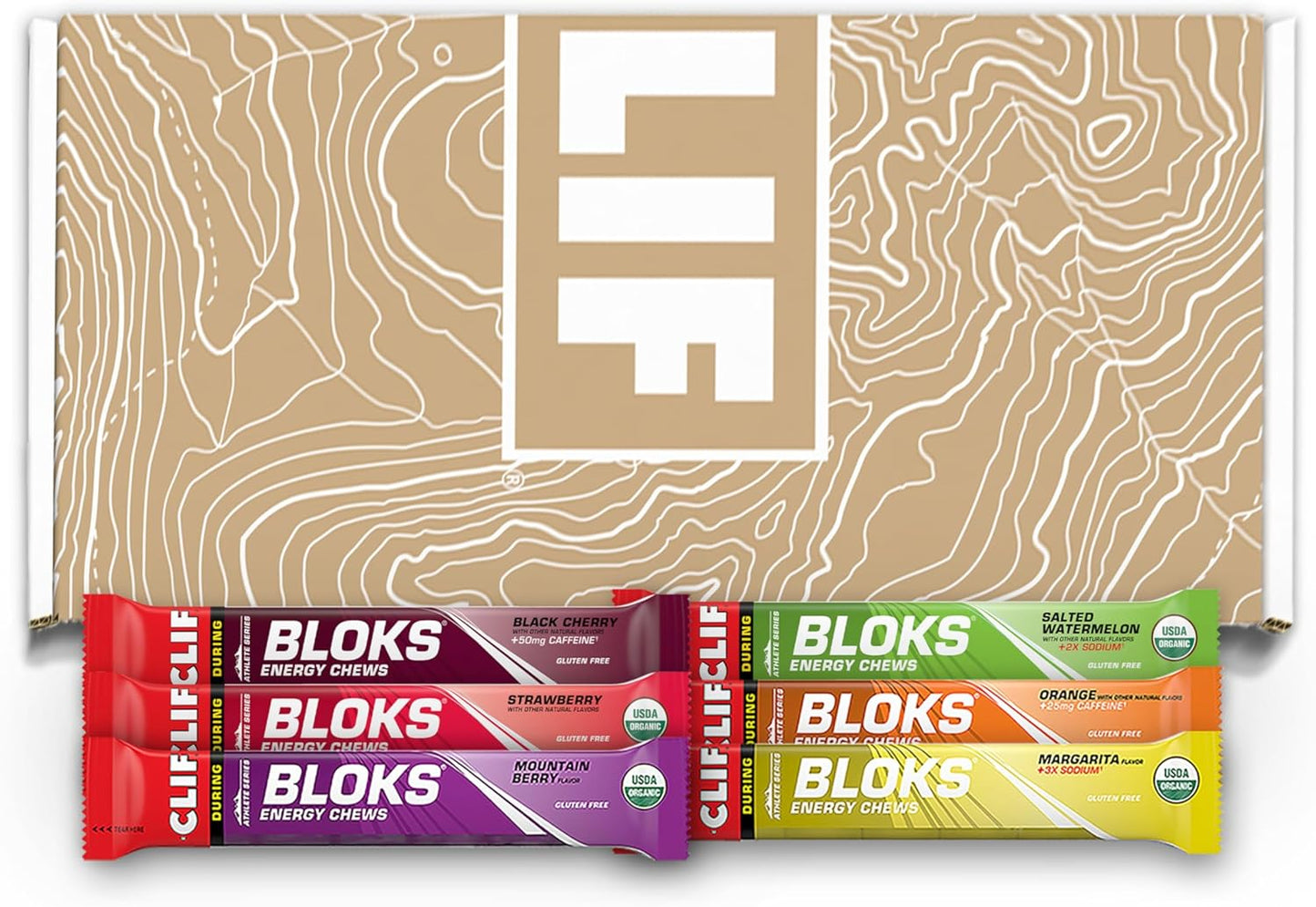 Assorted CLIF BLOKS energy chews variety pack by PROLINE SPORTS NUTRITION, non-GMO, plant-based quick fuel for cycling and running.