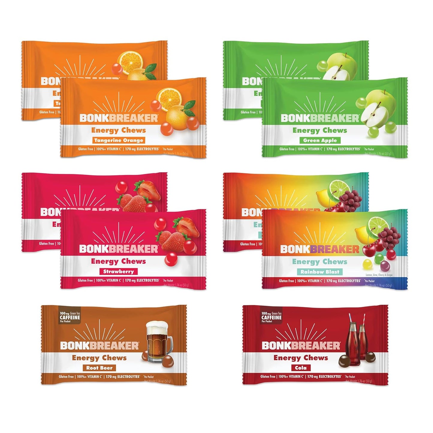 Proline Sports Nutrition Energy Chews gluten-free and dairy-free variety pack with 10 packets for quick energy and focus.