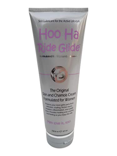 Reflect Sports HOO HA Ride Glide chamois cream tube, 8oz, designed for women's skin care and comfort during rides.