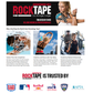 Black RockTape Original 2-Inch Water-Resistant Kinesiology Tape laid out flat, showcasing its flexible, water-resistant fabric for muscle support.