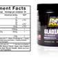 Ryno Power GLADIATOR pre-workout drink mix grape flavor with detailed supplement facts displayed on packaging.