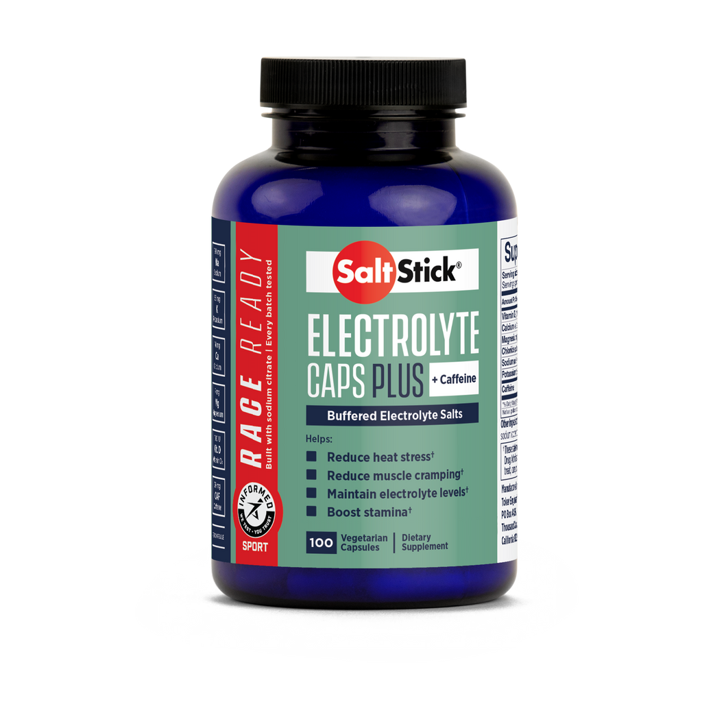SaltStick Race Ready Capsules Plus 100 with premium sodium citrate, dietary supplements for electrolyte support.