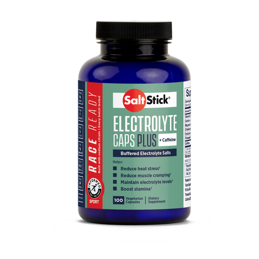 SaltStick Race Ready Capsules Plus 100 with premium sodium citrate, dietary supplements for electrolyte support.