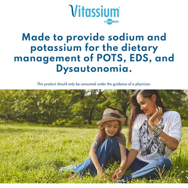 Vitassium by SaltStick 100ct capsules in a clear bottle for electrolyte replacement during workouts and activities.