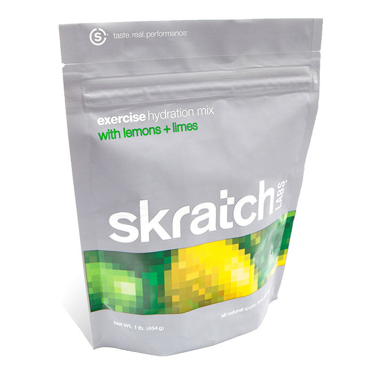 Skratch Labs Exercise Hydration Mix 1 lb. packet with powdered secret drink mix for sports hydration and electrolyte replenishment.