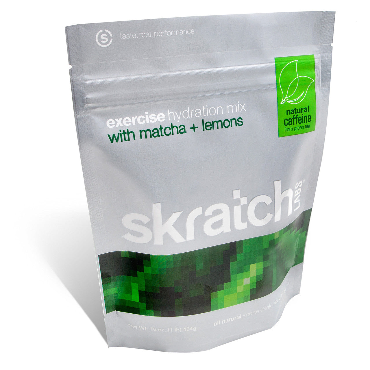 Skratch Labs Exercise Hydration Mix 1 lb. powder in a clear jar, designed for sports hydration and electrolyte replenishment
