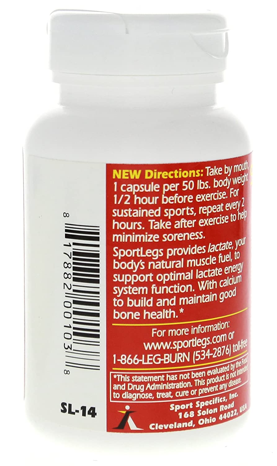SportLegs endurance supplement bottle containing 120 capsules with a clear label and a white cap on a neutral background.