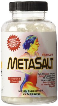 SportQuest Thermolyte METASALT 90 capsules bottle with label, showing improved formula for electrolyte and hydration support.