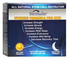 Stemulite Fitness Formula for Men supplement container with label, featuring a fitness-themed design and branding.
