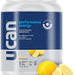 UCAN Energy Powder lemon flavor in a can, a vegan, non-GMO energy drink for pre and post workout, no sugar, gluten-free, keto-friendly.